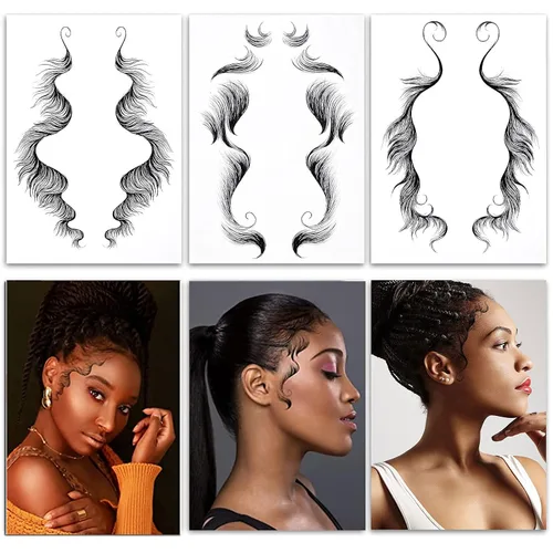 Vista 3 de Pegatinas temporales para tatuajes de pelo de bebé, 10 hojas, impermeables, fáciles de usar