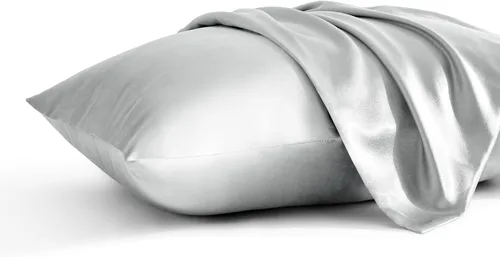 Vista 14 de BEDSUM Paquete de 2 fundas de almohada de satén de seda para niños pequeños, fundas de almohada sedosas de lujo con cierre de sobre para bebés Negro