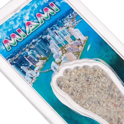 Vista 3 de Llavero de recuerdo de Miami FootWhere. Fabricado en Estados Unidos.