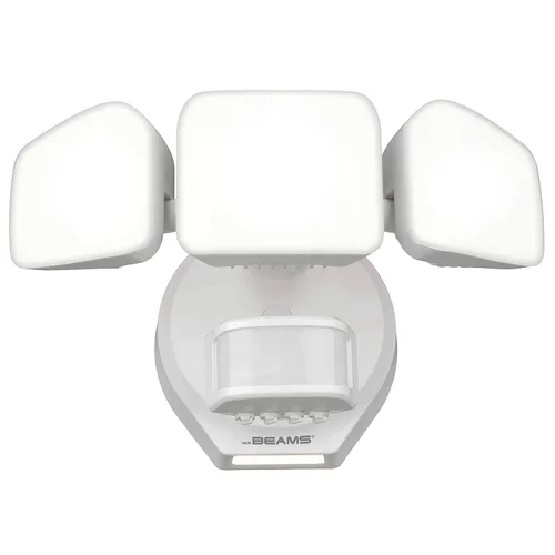 Vista 7 de Beams 4100 lúmenes Luz de seguridad LED de 3 cabezas para exteriores con sensor de movimiento, con efecto de cascada en la pared, paquete de 1