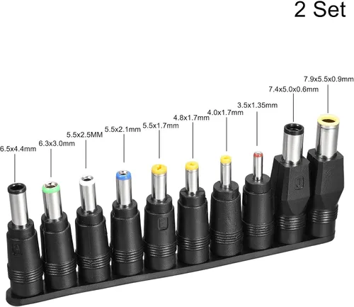 Vista 2 de uxcell Kit de adaptador de corriente de CC 10 unids 0.217 x 0.083 in Conector de barril convertidor de Jack 2Sets 5.5x2.1mm