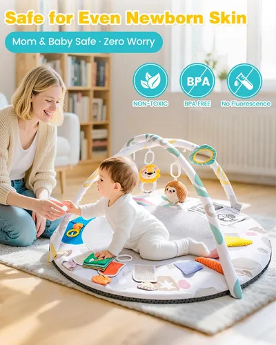 Vista 8 de Gimnasio y tapete de actividades para bebés con 5 juguetes para 0-12