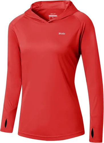 Vista 8 de Willit - Sudadera con capucha y protección solar FPU 50+ para mujer, camiseta de manga larga con FPS, ligera, para exteriores, senderismo, pesca