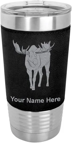 Vista 21 de LaserGram Vaso aislado al vacío de 20 onzas, alce, grabado personalizado incluido (piel sintética, estilo béisbol)