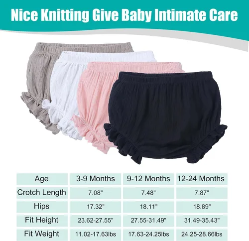 Vista 5 de UTTPLL Bloomers para bebés niñas y niños pequeños con volantes para pañales recién nacidos, algodón y lino, lindos pantalones cortos sueltos harén