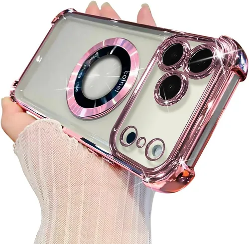Vista 56 de Funda magnética transparente para iPhone 11, funda de lujo con cuatro esquinas brillantes, protección a prueba de golpes de grado militar