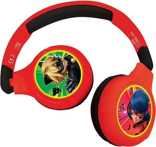 Vista 5 de LEXiBOOK - Auriculares inalámbricos recargables 2 en 1 con luces - Sonido estéreo, inalámbrico con cable, plegable, ajustable, luces LED - HPBTKT