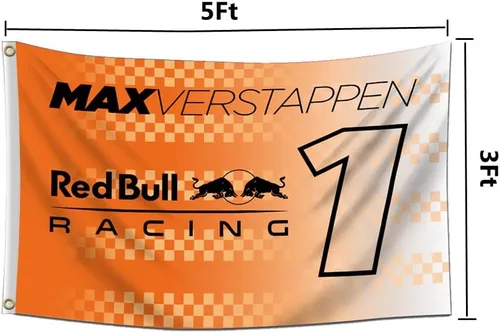Vista 6 de Max Verstappen - Bandera #1 de 3 x 5 pies, bandera de carreras Red Bull para fanáticos de los automóviles con ojales de latón
