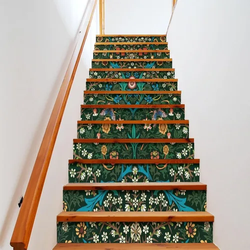 Vista 9 de Brebasf - Calcomanías decorativas abstractas de William Morris, diseño de damasco floral de jardín rústico de primavera para interiores