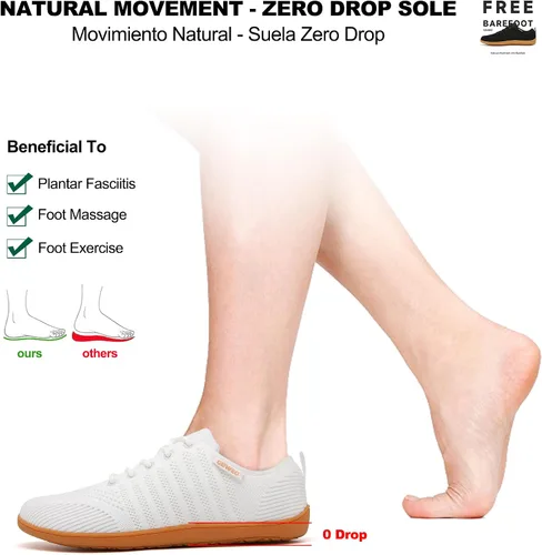Vista 2 de Geweo Zapatos minimalistas unisex Suela sin caída Puntera ancha Comodidad más flexible Movimiento natural en forma de pie Zapatos deportivos