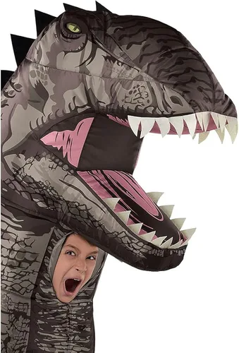 Vista 2 de Party City Gianotosaurus - Disfraz inflable de dinosaurio para niños, Jurassic World, incluye caja de sonido y ventilador, talla única