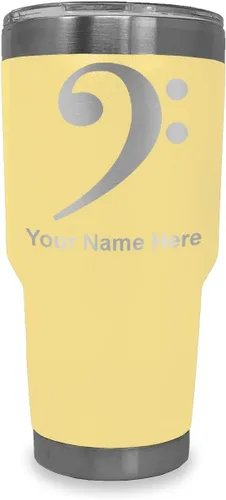 Vista 39 de LaserGram Vaso aislado al vacío de 20 onzas, clave de bajo, grabado personalizado incluido (negro) Engraved Gift for Musician, Vacuum Insulated