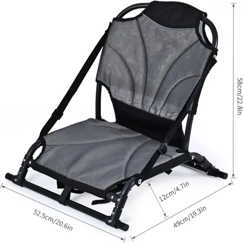 Vista 2 de Asientos de kayak con respaldo, asiento de kayak plegable de aleación de aluminio, material de malla textil transpirable, asiento ajustable