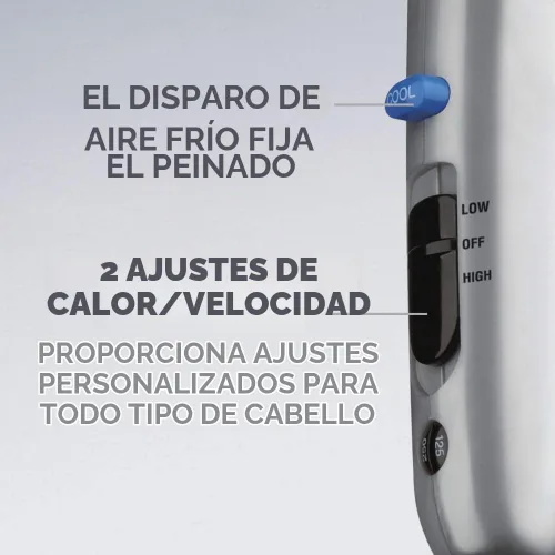 Vista 4 de Secador de pelo 3 en 1 Conair, secador de pelo de 1875W con 3 accesorios