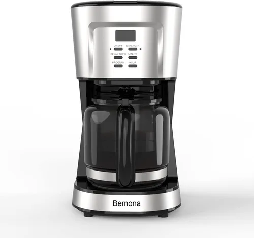 Vista 7 de Cafetera de 12 tazas, cafetera de goteo programable con jarra de vidrio y filtro permanente, mantiene el calor automático, ventana de agua, cafetera