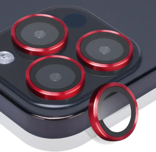 Vista 9 de Protector de lente de cámara para iPhone 15 Pro Max, protector de lente de vidrio templado con anillo de aleación de aluminio, compatible con iPhone