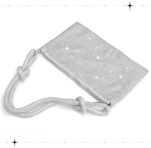 Vista 3 de Bolsos Hobo con diamantes de imitación para mujer, bolso de noche brillante con diamantes de imitación, bolso de mano de cristal brillante, bolso