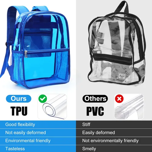 Vista 4 de REAWUL Mochila transparente resistente grande TPU mochilas transparentes, Azul, Moda