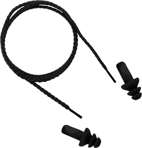 Vista 6 de Bememo 20 pares de tapones para los oídos con cable reutilizables de silicona con rango de disparo de cuerdas, reducción de ruido para natación