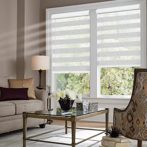 Vista 5 de Tonature Zebra - Persianas enrollables sin cordones para puerta de patio, con control de luz para día y noche, fáciles de instalar, color blanco