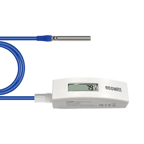 Vista 8 de Termómetro ECOWITT WN34BD, con pantalla LCD y sonda de sensor de alambre de silicona de 3.28 pies/1m, adecuado para temperatura de piscina
