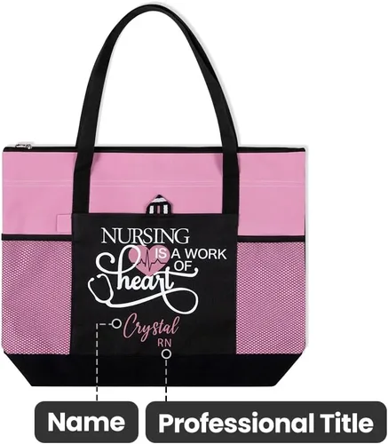 Vista 7 de callie Personalized Tote Bag with Zipper Large Capacity Apple Pattern Canvas Bag