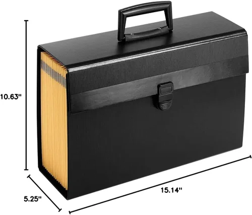 Vista 2 de Archivador portátil para organizar cartas/documentos, 19 bolsillos, cartas, negro, Negro