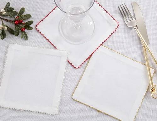 Vista 4 de SARO LIFESTYLE Servilletas de mesa con costura Whip (juego de 4), dorado, 6.0 in (1442.GL6S)