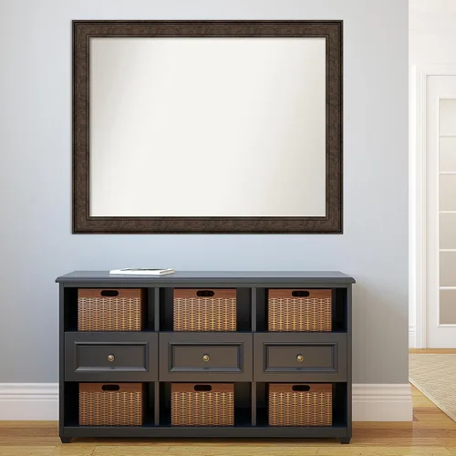 Vista 825 de Amanti Art Espejo de pared personalizado no biselado (25 x 25 pulgadas), marco de bronce acentuado, varios tamaños personalizados, espejo de baño