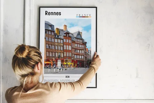 Vista 4 de Impresión de Rennes, póster de Rennes, arte de pared, pintura al óleo, póster colorido de la ciudad, impresión de ciudad, obras de arte de viaje