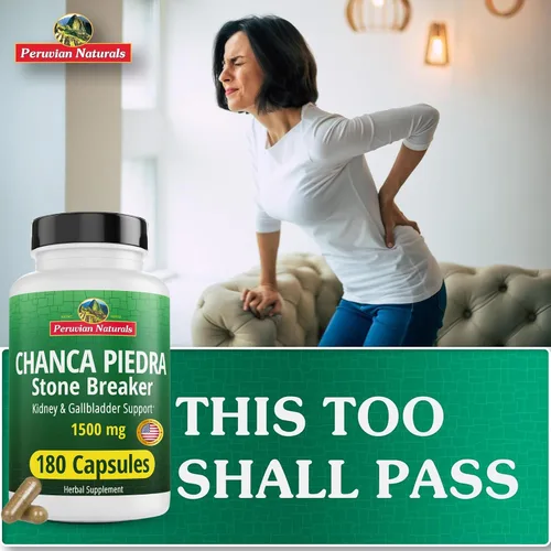 Vista 3 de Peruvian Naturals Chanca Piedra Stone Breaker 180 Cápsulas – Disolvente de Cálculos Renales y de Vesícula Biliar – 1500mg por Porción – Chancapiedra