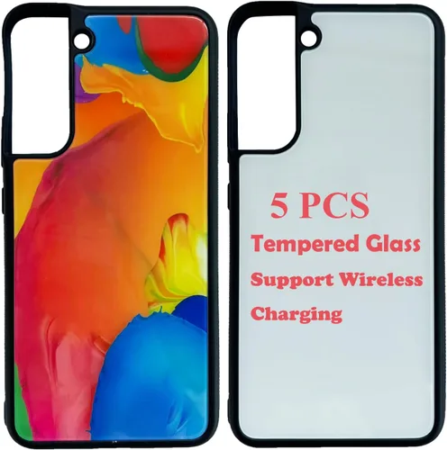 Vista 9 de JUSTRY 5 fundas para teléfono de sublimación compatibles con Samsung Galaxy S20 Plus, vidrio templado, fácil de sublimar, bricolaje, 2 en 1, goma