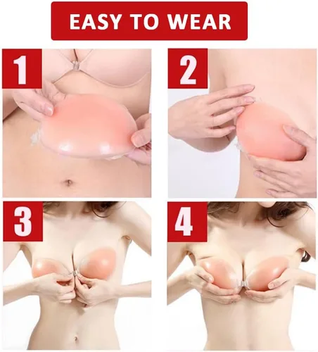 Vista 7 de LiinBeiiLiaa (2 piezas) Brasier adhesivo, sin tirantes, brasier sin espalda, brasier adhesivo push up, sujetadores de silicona invisibles para mujer
