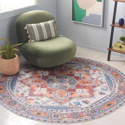 Vista 11 de SAFAVIEH Alfombra lavable Arizona Collection – 3 x 5 pies, marfil y al óxido, antideslizante y fácil de limpiar, ideal para sala de estar, entrada
