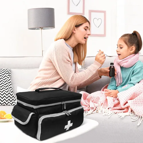 Vista 5 de ALSLEA Bolsa de primeros auxilios vacía, bolsa pequeña de medicamentos, organizador portátil de suministros médicos para viajes, hogar, oficina