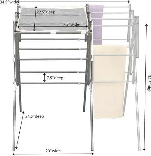 Vista 5 de Household Essentials 5175 Estante de secado de ropa plegable de metal expandible, bronce antiguo, almacenamiento