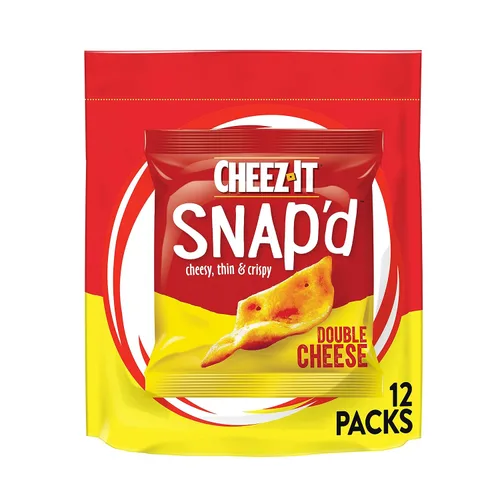 Vista 8 de Cheez-It Snap'd - Chips de galletas de queso, patatas fritas finas, aperitivos de almuerzo, queso doble, caja de 36 onzas (4 bolsas)