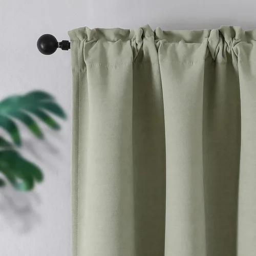 Vista 29 de Joydeco Cortinas opacas de lino para dormitorio, con ojales de 90 pulgadas de largo, cortinas resistentes para sala de estar, cortinas con Verde