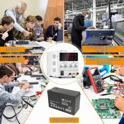 Vista 2 de Fuente de alimentación CC, fuente de alimentación de banco de laboratorio regulada ajustable de 30 V 5 A con pantalla de 4 dígitos, para pruebas