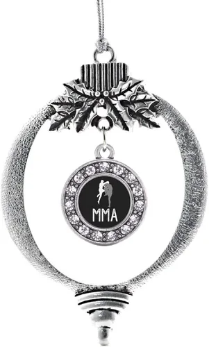 Vista 103 de Inspired Silver - Adorno con dije de cara de carlino - Adornos navideños de círculo de plata con joyas de circonita cúbica