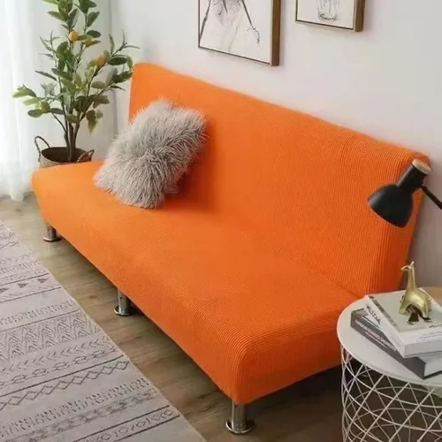 Vista 16 de SAZDFY Funda elástica para futón, tela jacquard suave, protector de muebles a cuadros pequeños, funda universal para sofá con parte inferior Beige