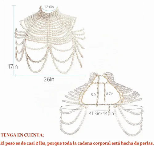 Vista 4 de Brasier de cadena de perlas para el cuerpo, collares de hombro de moda, joyería corporal