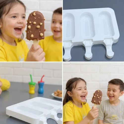 Vista 9 de Juego de moldes para paletas, 3 moldes de silicona para helado con 200 palos de madera, moldes de golosinas congeladas reutilizables