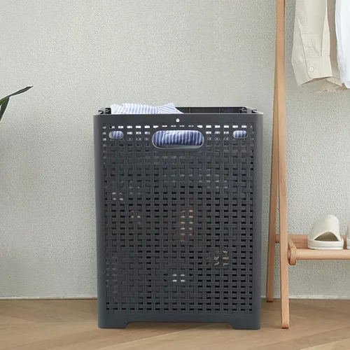Vista 6 de Kekow 1 paquete de 42 L cesta plegable de plástico, color gris Cesta plegable para ropa sucia
