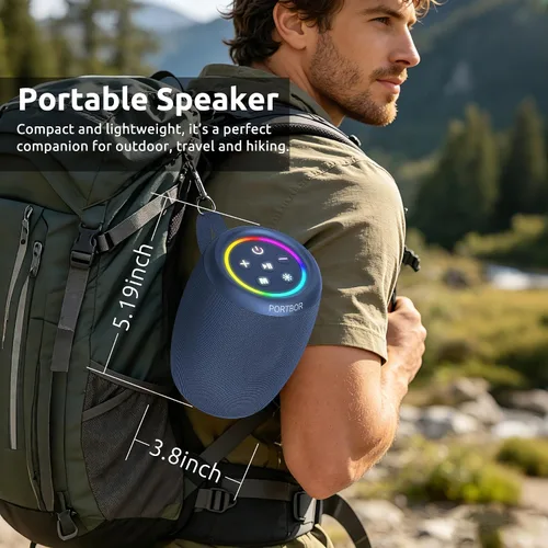 Vista 12 de Altavoz Bluetooth, altavoz inalámbrico portátil con sonido fuerte estéreo, BT5.3, IPX5 impermeable, emparejamiento TWS, para fiestas en casa al aire