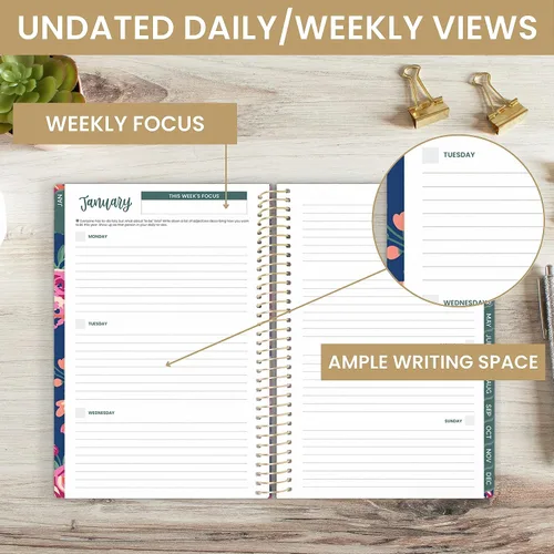 Vista 2 de Bloom Daily Planners - Planificador de calendario semanal y mensual sin fecha – Cuaderno de lista de tareas para comenzar en cualquier momento