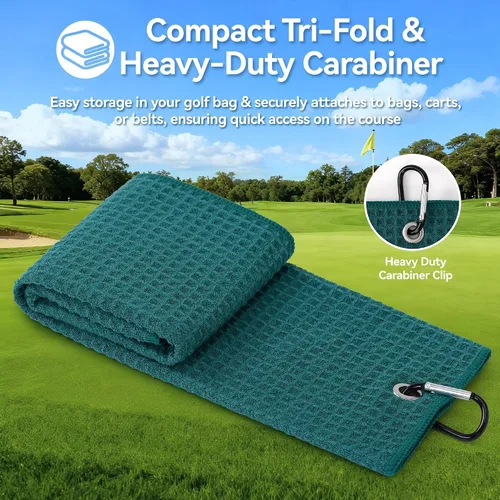 Vista 3 de Mile High Life Toalla de golf premium de tejido de gofre, 16 x 24 pulgadas, extra absorbente y de secado rápido, microfibra ultrasuave, clip