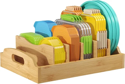 Vista 10 de Lifewit Organizadores de tapa de bambú para armario interior, contenedor de almacenamiento de alimentos con 4 insertos ajustables y 5