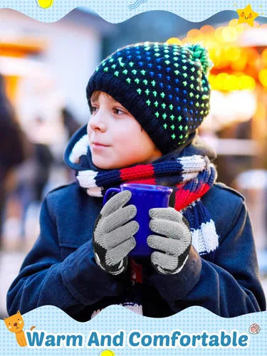 Vista 5 de 2 pares de guantes de invierno cálidos para pantalla táctil, guantes de punto para teléfono