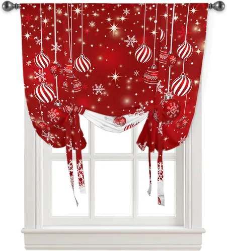 Vista 15 de Cortinas de globo de Navidad de Papá Noel rosa para ventanas, paneles de dormitorio de árbol de Navidad de 54 pulgadas de largo, con aislamiento